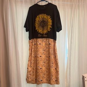 Black and Yellow Sunflower Dress